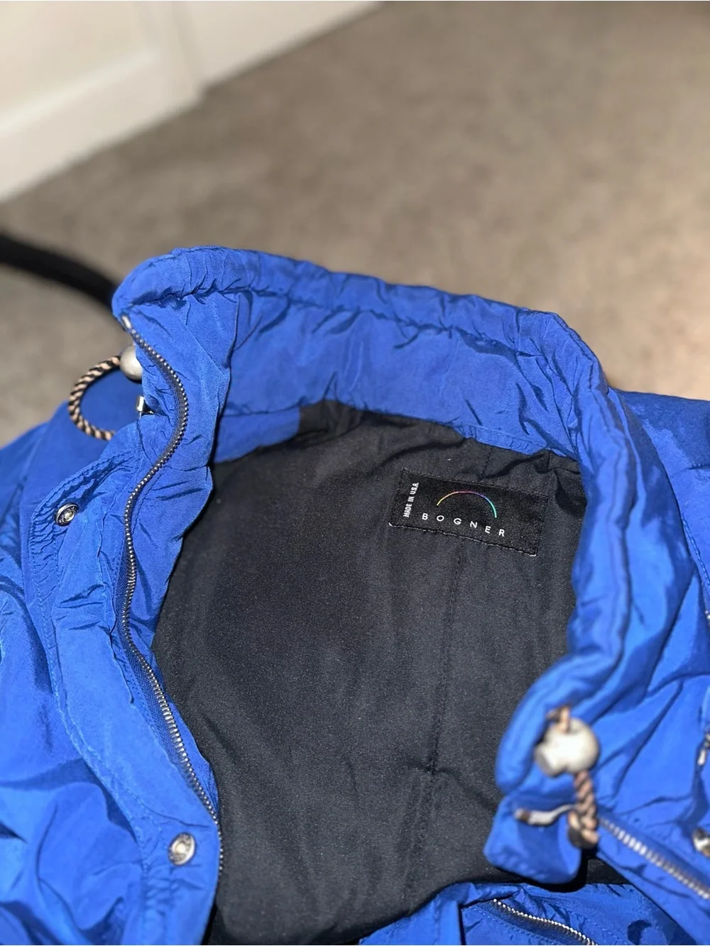 Bogner Royal Blue Hooded Packable Puffer Jacket